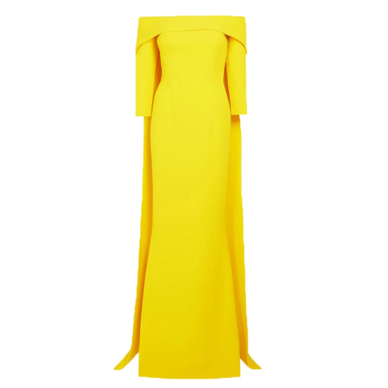 European Off The Shoulder Train Dress-And She Is Couture®