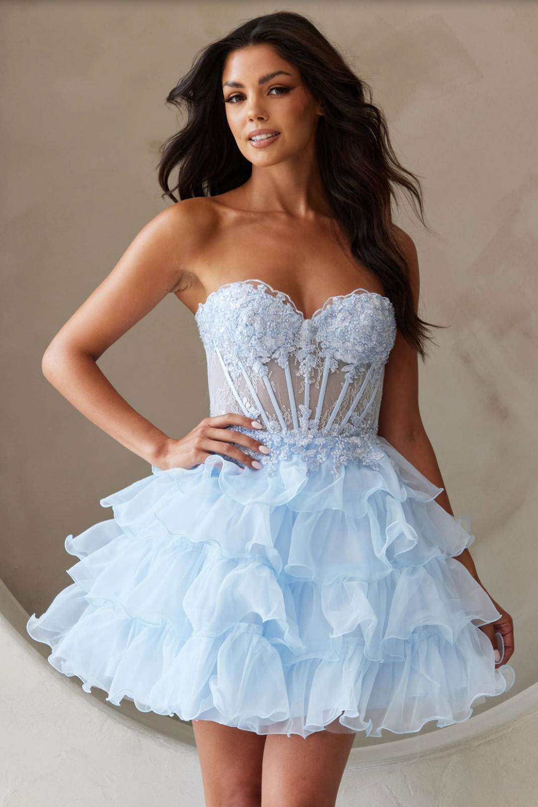 Port de Paix Mini Dress | Sweetheart Organza Tiered Corset