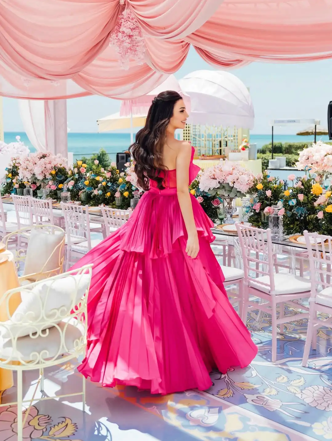 Woman wearing the Old Money Collection Couture Speechless Maxi