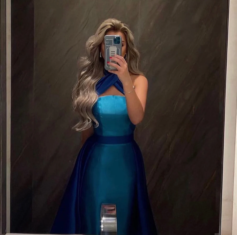 Woman wearing the Old Money Collection Couture Serene Gown