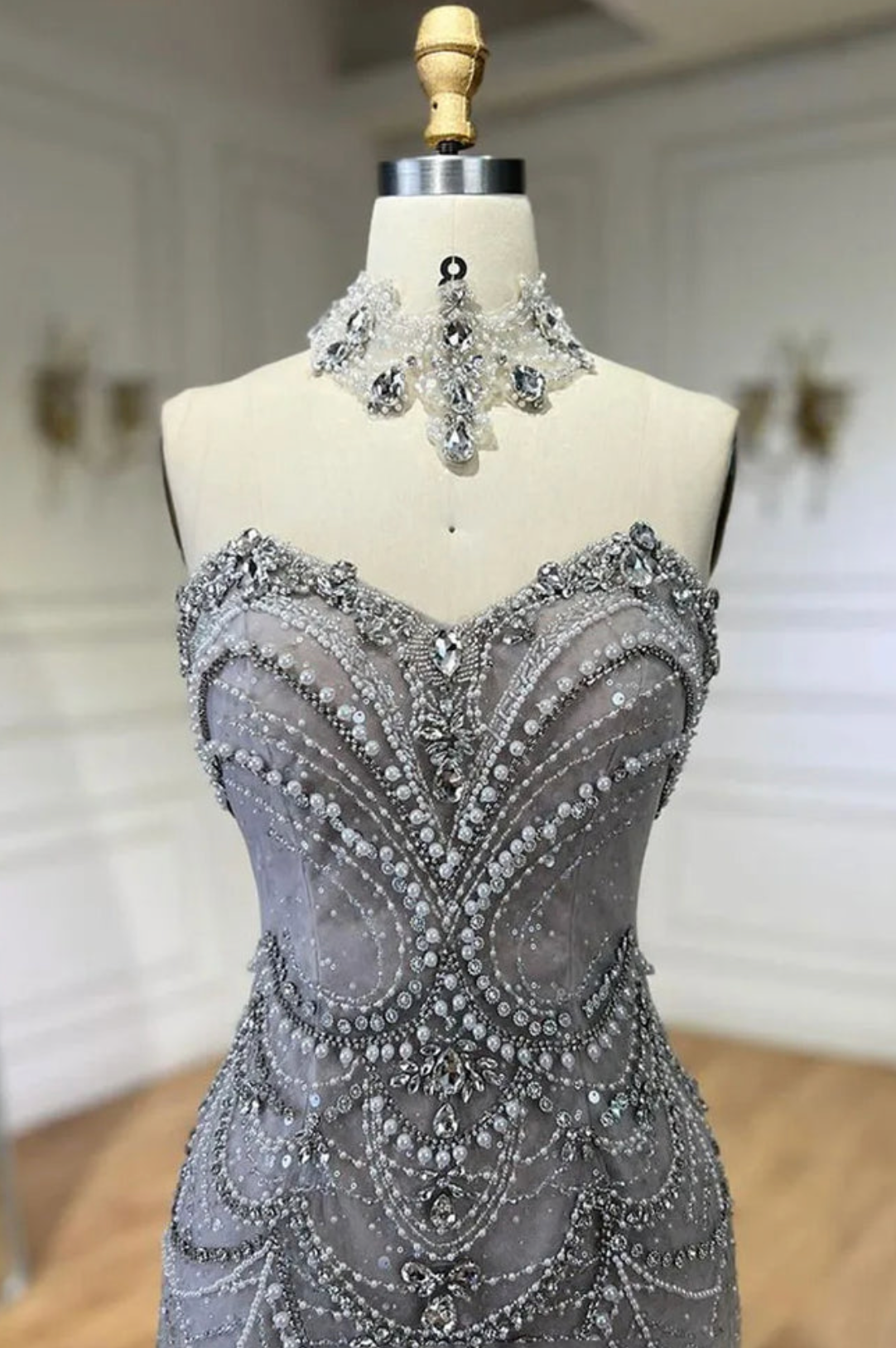 The Serene Crystal Beaded Gown