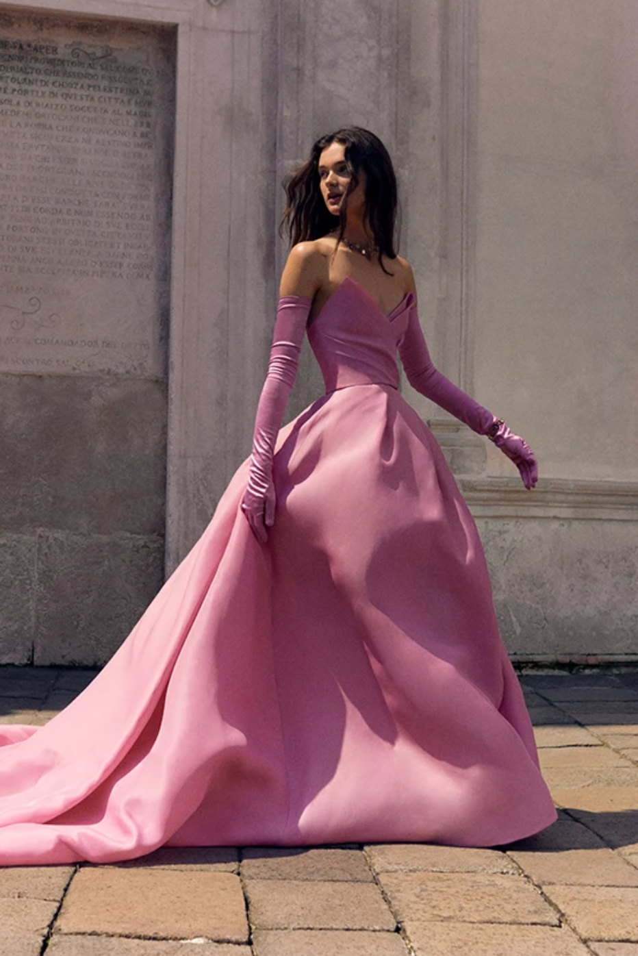 Sculpted Silk Gazar Cathedral Train Gown