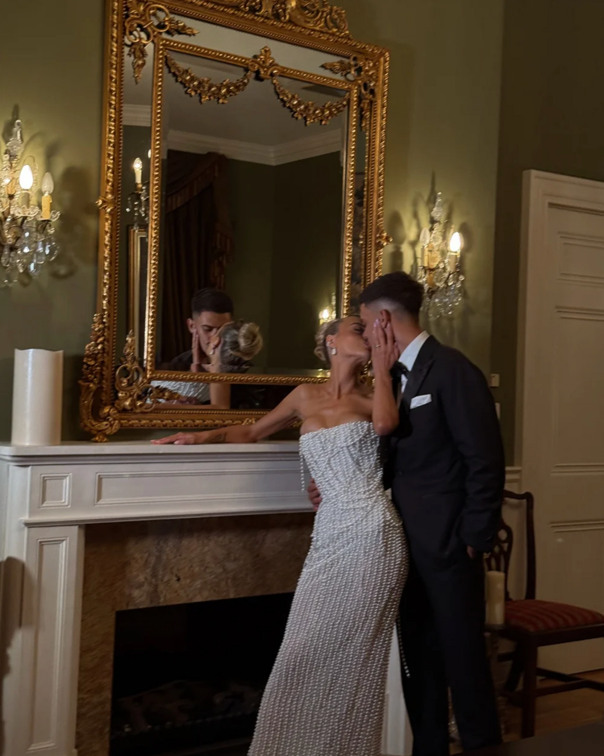 Woman wearing the Old Money Collection The Weaverly Party Dress