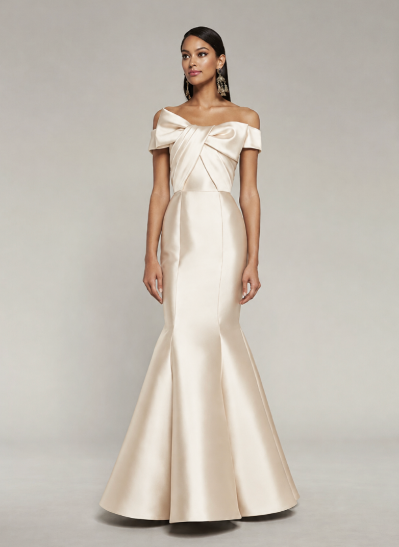 Off-the-Shoulder Bow Mermaid Gown