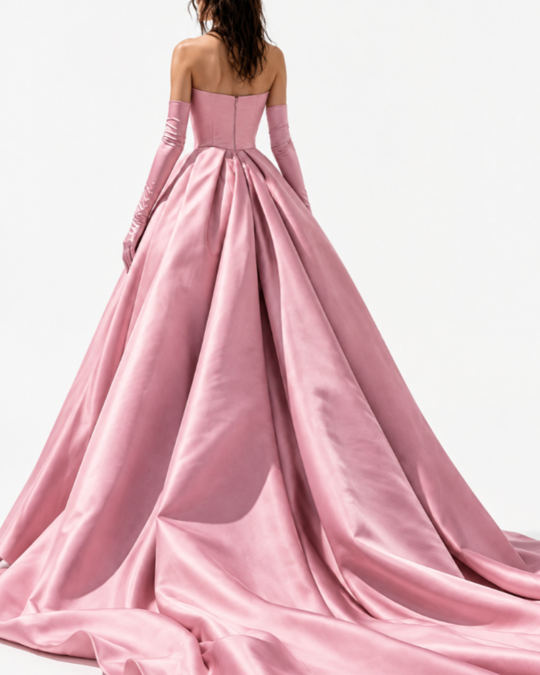 Sculpted Silk Gazar Cathedral Train Gown